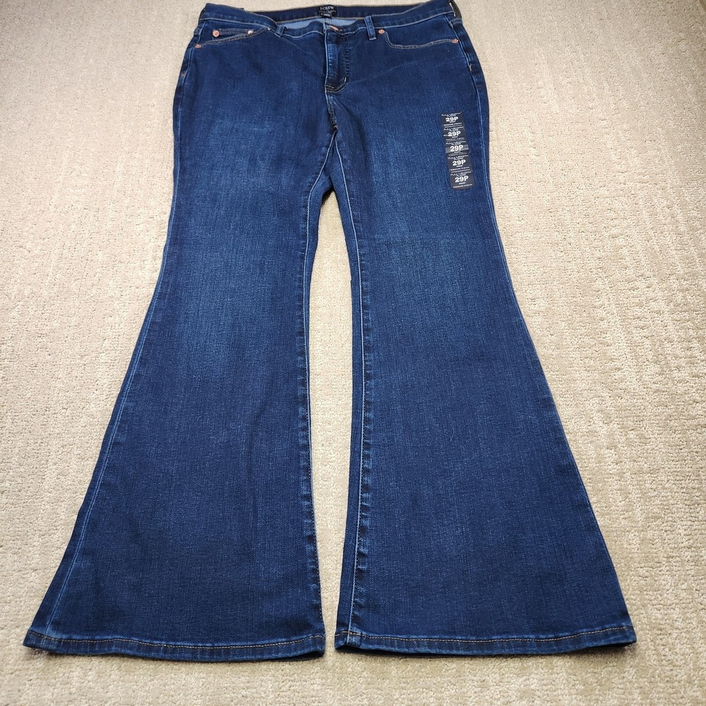 J Crew Jeans Women 29 Petite Flare Leg Stretch Denim Cowgirl Rodeo NEW Blue